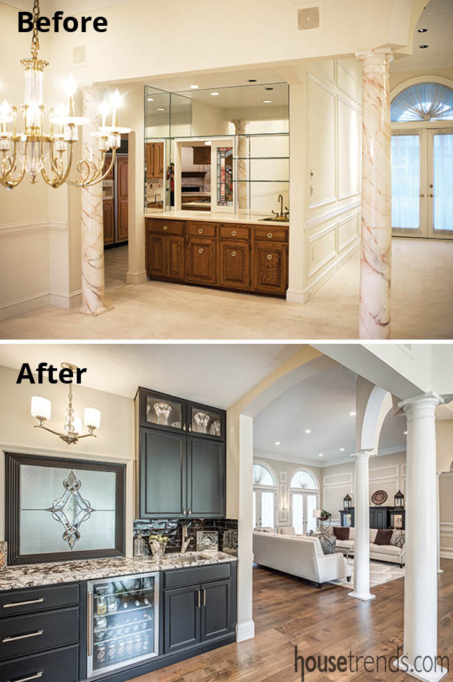 Wet bar remodel introduces black cabinetry