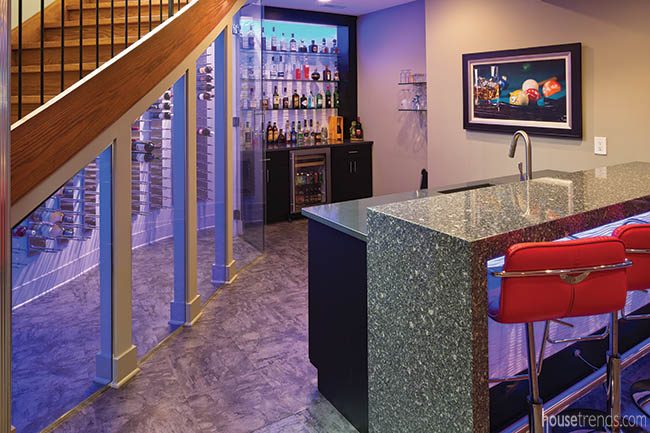 Lower level wine cellar beckons guests