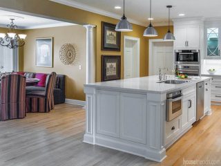 Oversized kitchen island hosts appliances