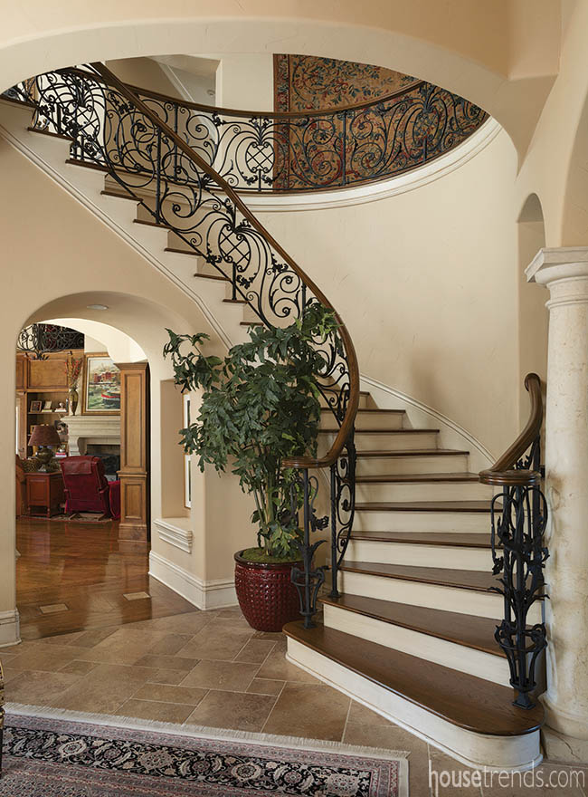 Custom iron work welcomes guests into a home