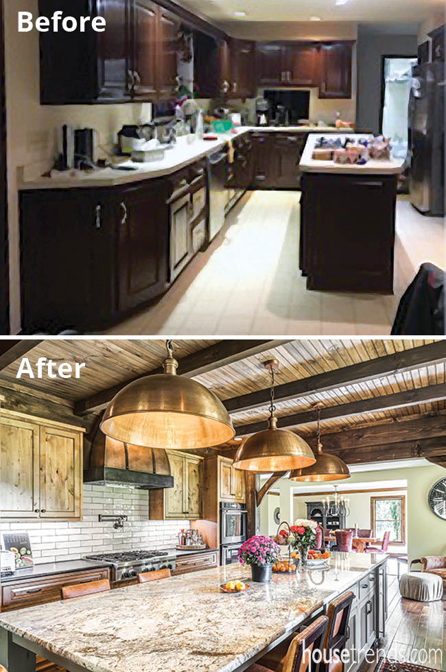 Granite stretches across a large kitchen island