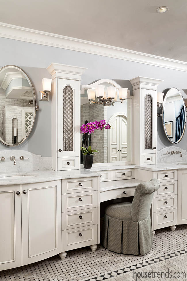 Makeup counter separate vanities