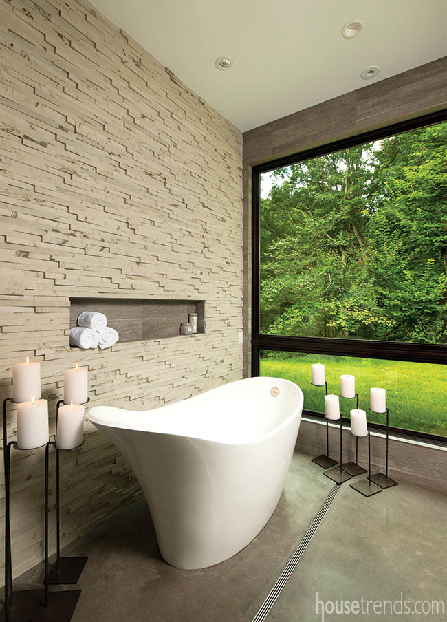 Freestanding tub with a view