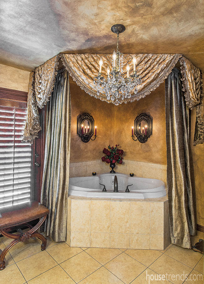 Fabric adds interest to a bathtub