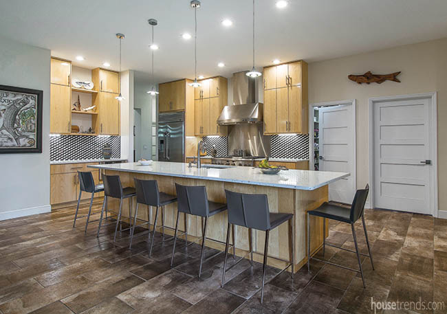 Oversized kitchen island with seating