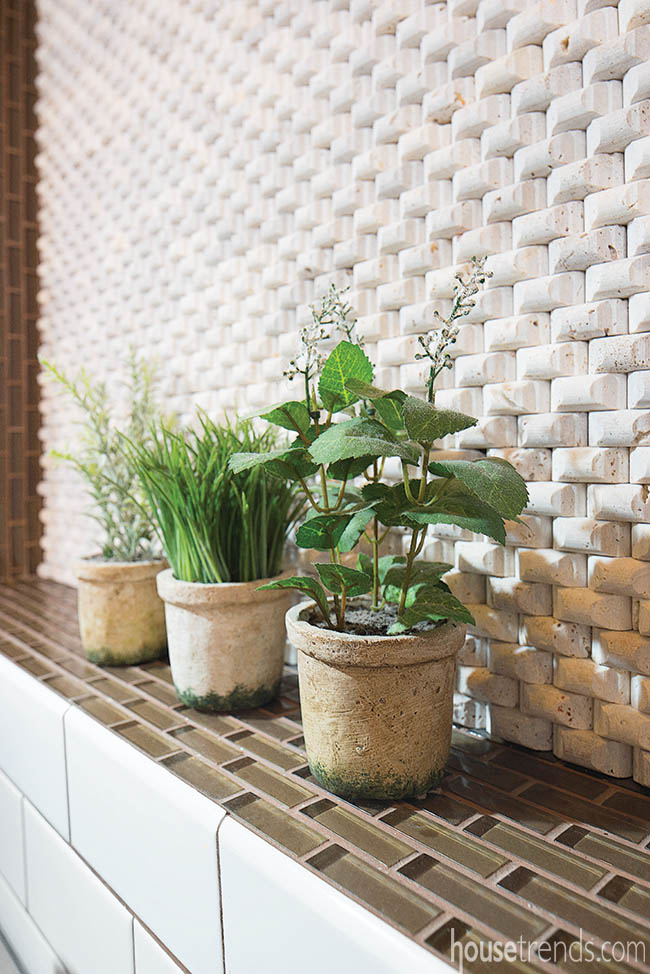 A variety of tile adds texture to a range