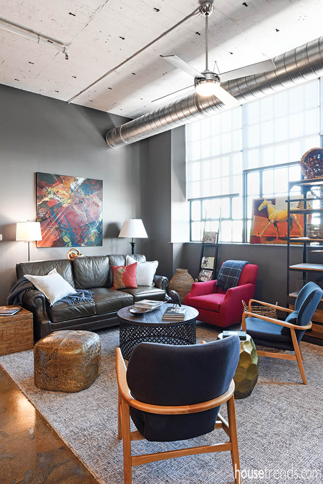 Living room embraces dark colors