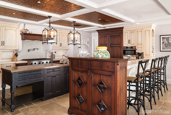 Armoire adds an elegant touch to a kitchen island
