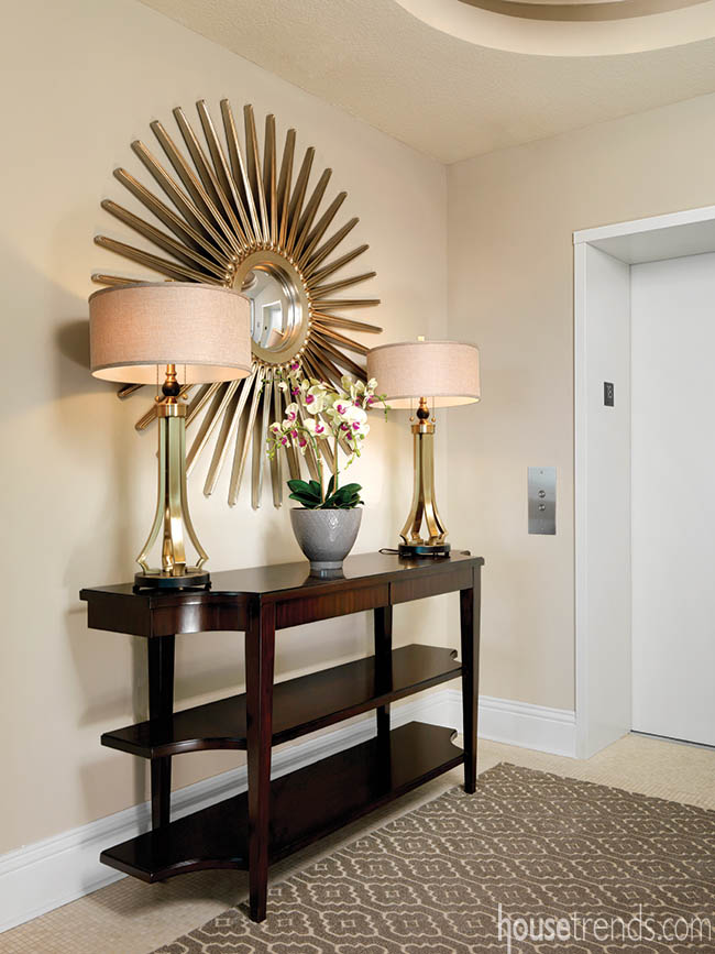 Starburst mirror adds excitement to entry hall