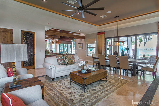 Living and dining areas embrace an open design concept