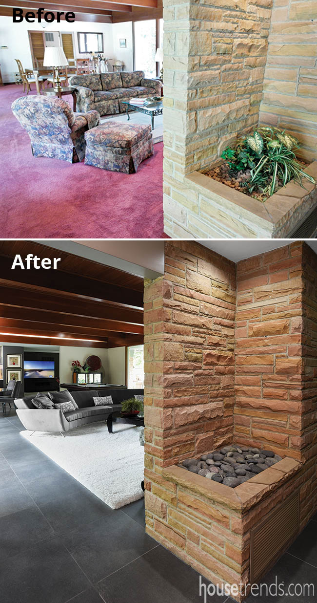 Stone wall in an entry hall