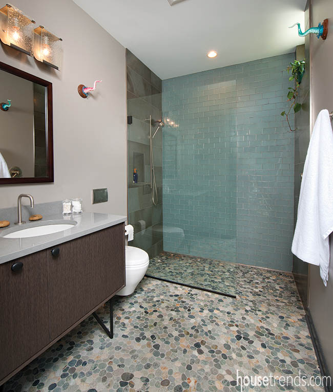 Bathroom tile lends a pop of personality