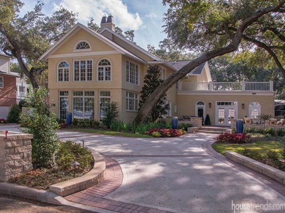 Semi-circular driveway complements an older home