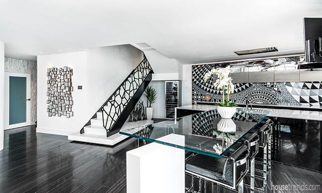 Staircase with a custom railing