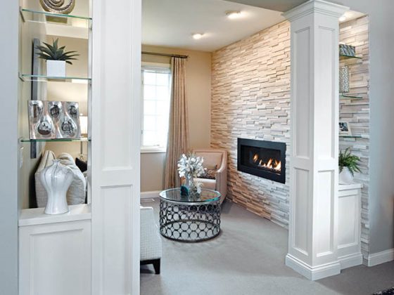 Tile gives bedroom fireplace a modern look