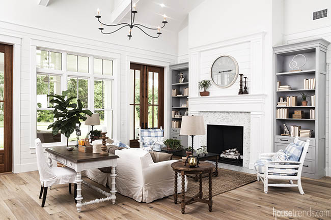 Fireplace serves as focal point in formal living room