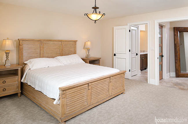 Inviting guest suite decorated in neutral hues