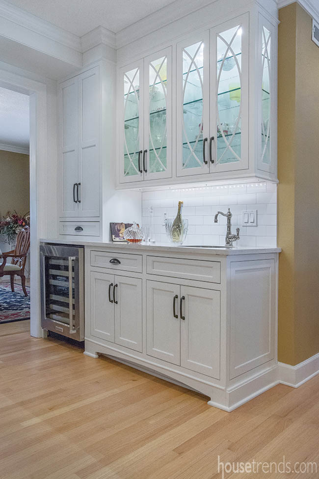 Beverage center is incorporated into a kitchen design