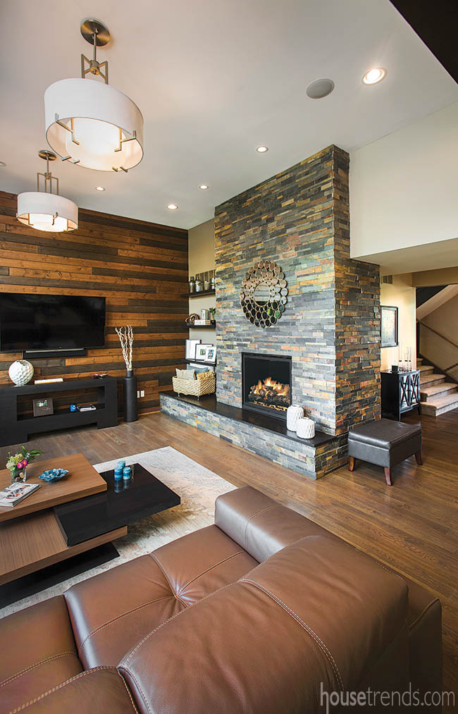 Oak flooring runs through a home