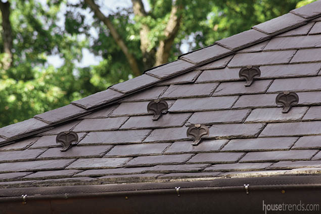 Snow guards protect a roof