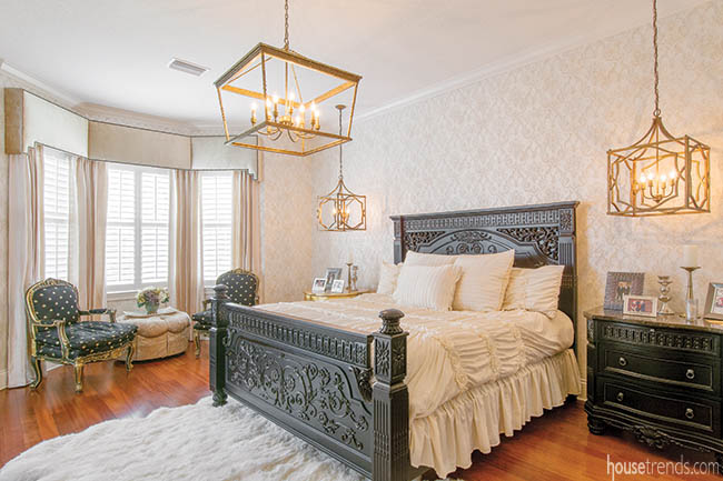 Pendant lights dress up a master suite