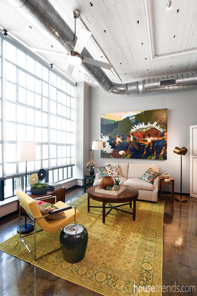 Artwork adds interest to a living room