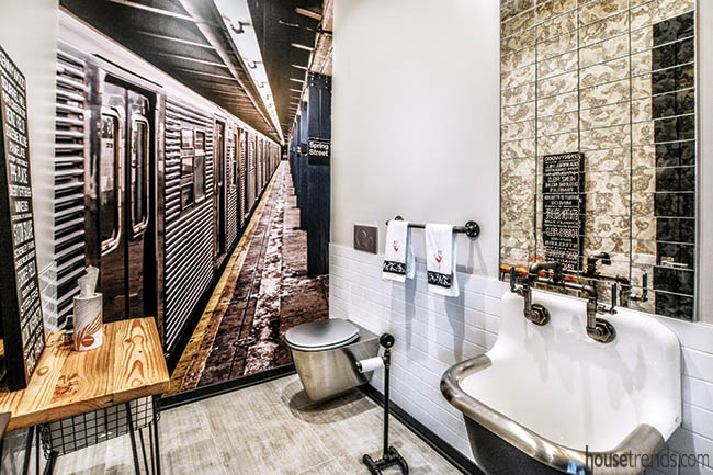 Powder room with a New York City theme