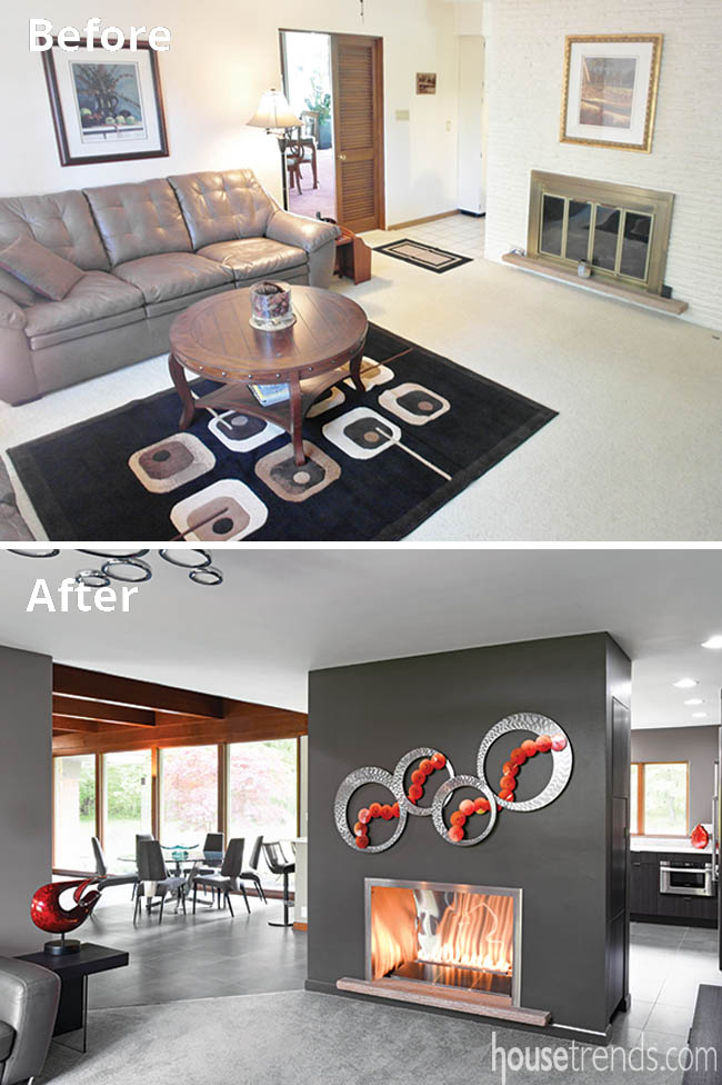 Outdated fireplace gets a new look