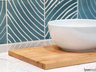 Lines soften a tile backsplash