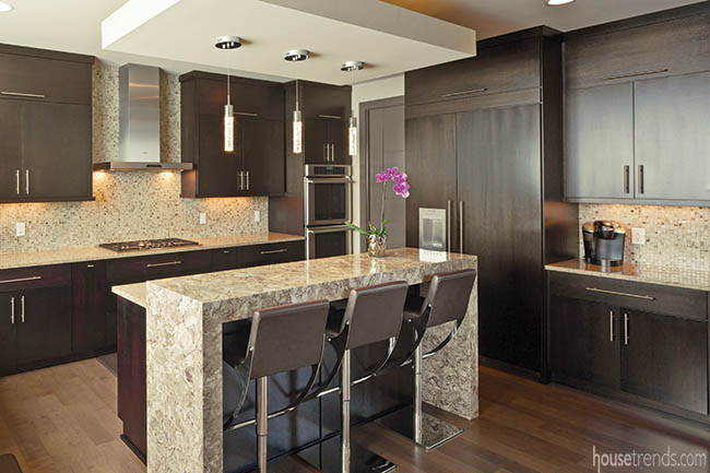 Kitchen design features a mixture of countertops
