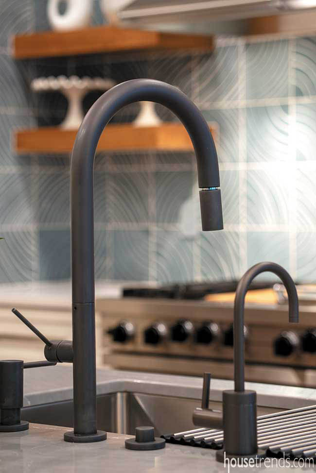 Kitchen boasts matte black accessories