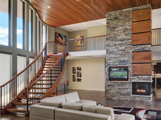 Great room design ideas include gorgeous staircase