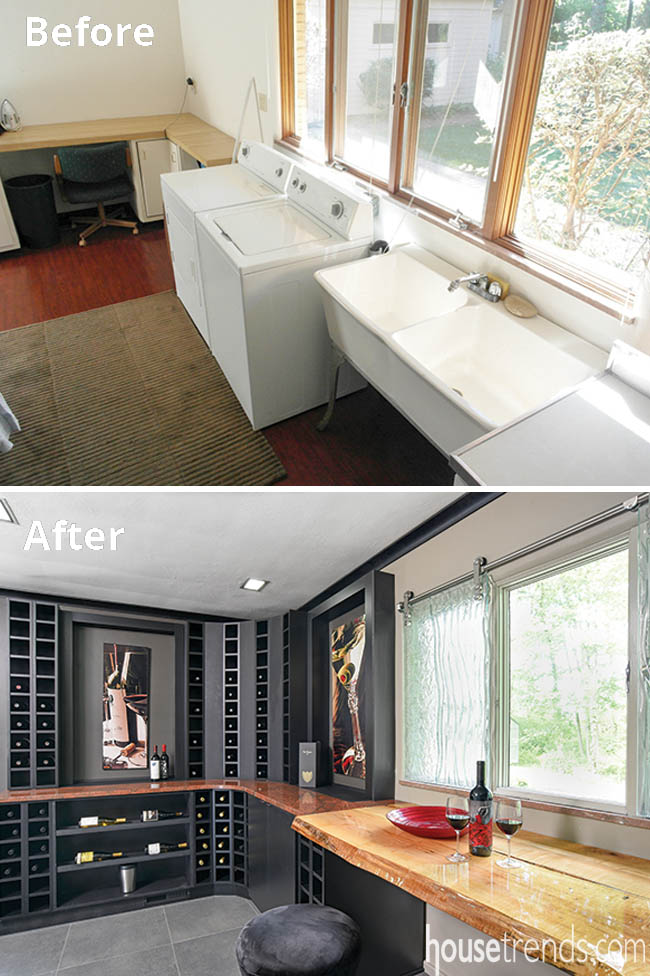 Laundry room remodel includes wine storage