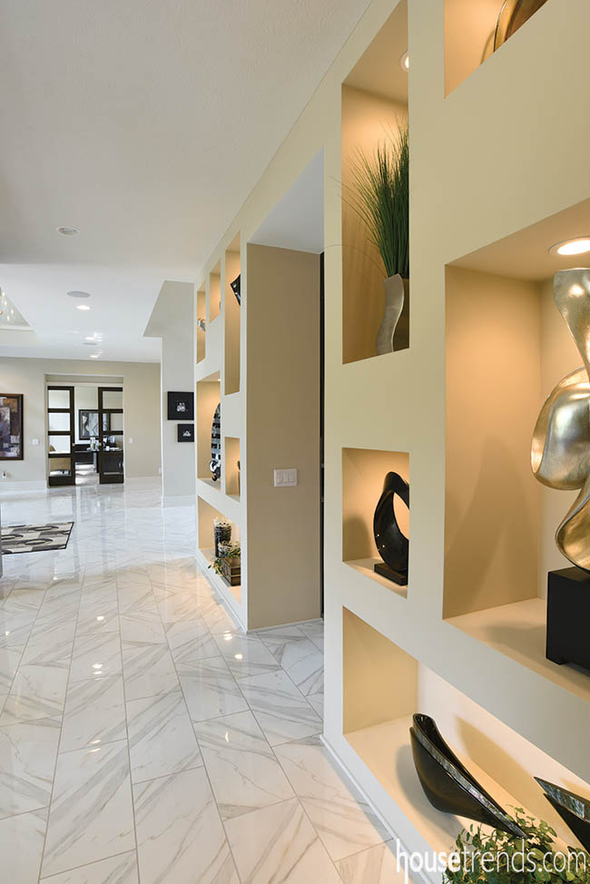 Wall niches display contemporary artwork