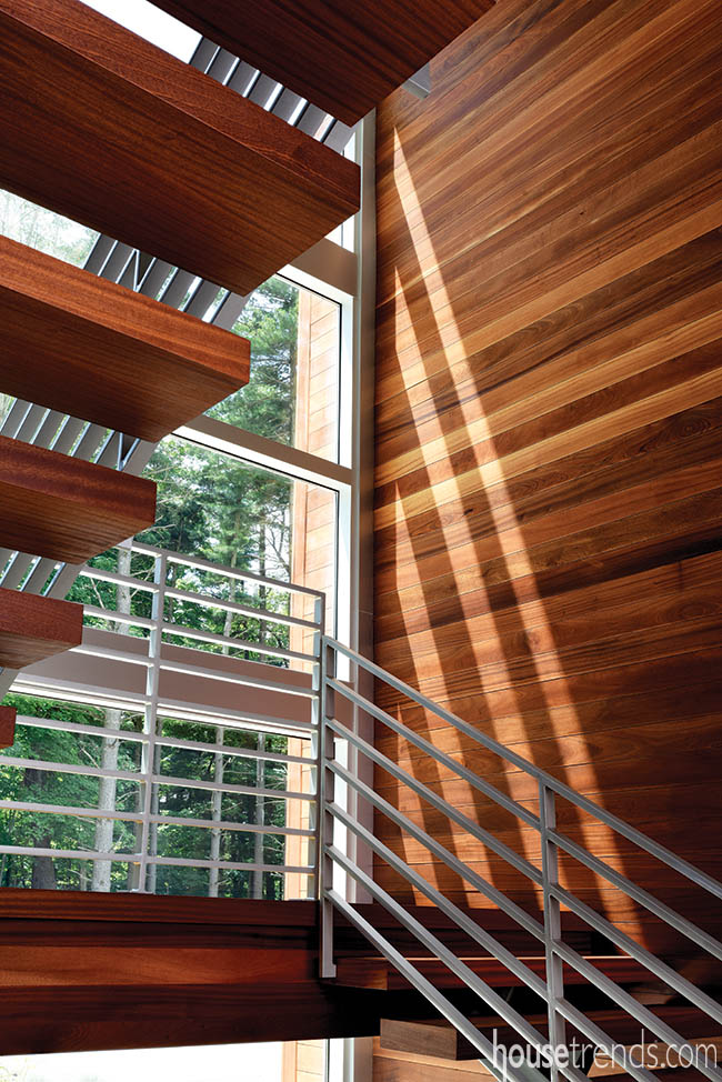 Floating staircase complements a contemporary home