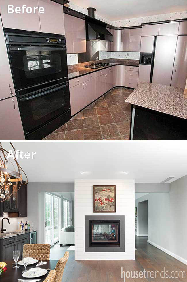 Fireplace adds interest to a remodel