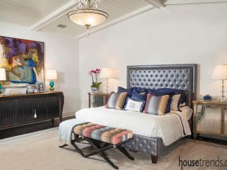 Accessories and throw pillow lend personality to a bedroom