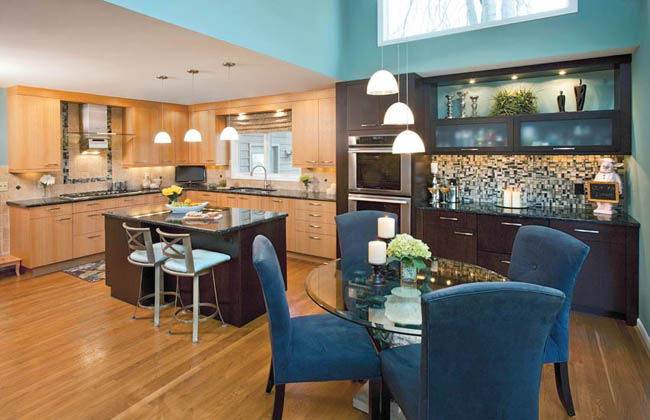 Window lights up a spacious kitchen design