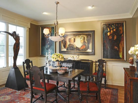 Dining room features elegant surroundings