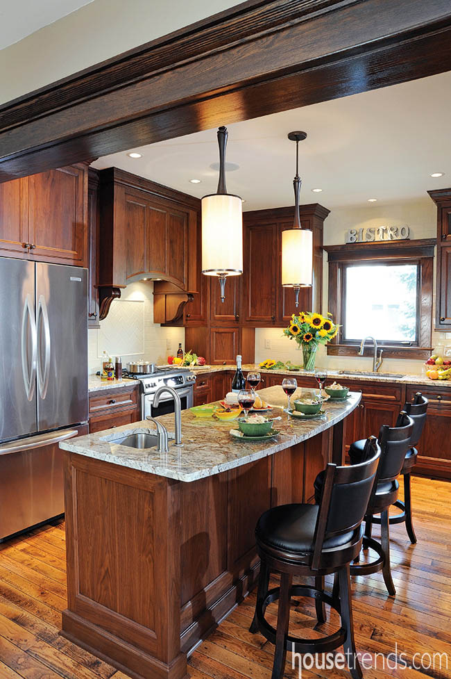 Pendant lights add an elegant flair