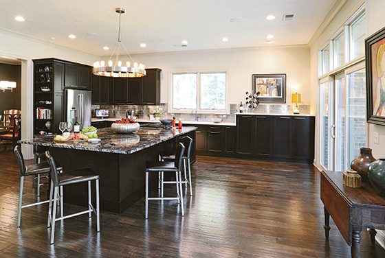 Kitchen island lighting defines the space