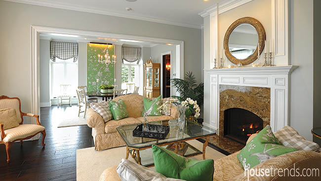Color plays a key role in an elegant living room