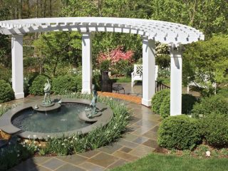 Outdoor water fountains add to a patio's elegance