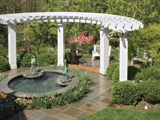 Outdoor water fountains add to a patio's elegance