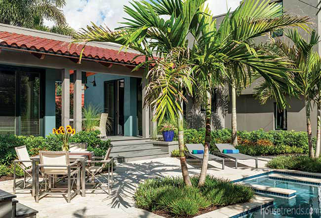 Breezeway connects house and garage