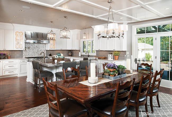Hardwood flooring catches the eye in a kitchen