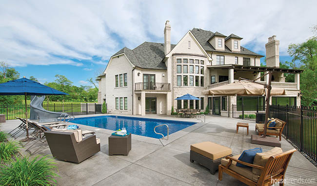 Swimming pool location allows for a view