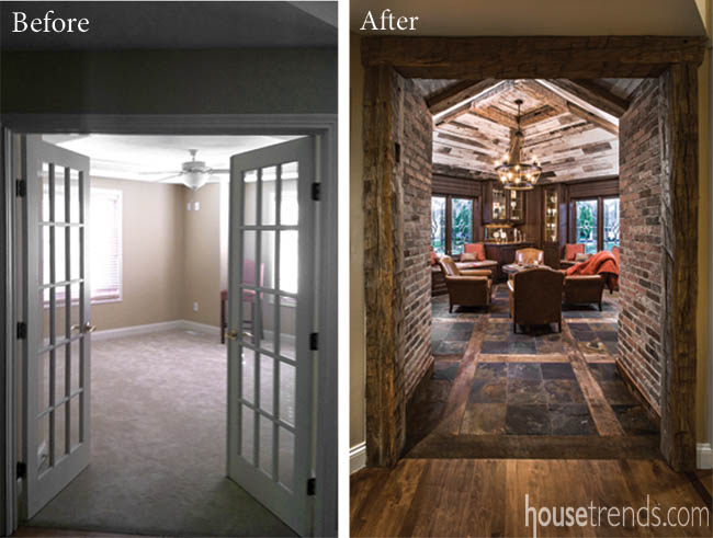 Flooring ideas include tile and reclaimed wood