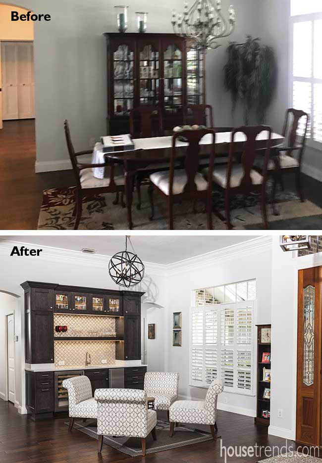 Cozy seating area located near a bar