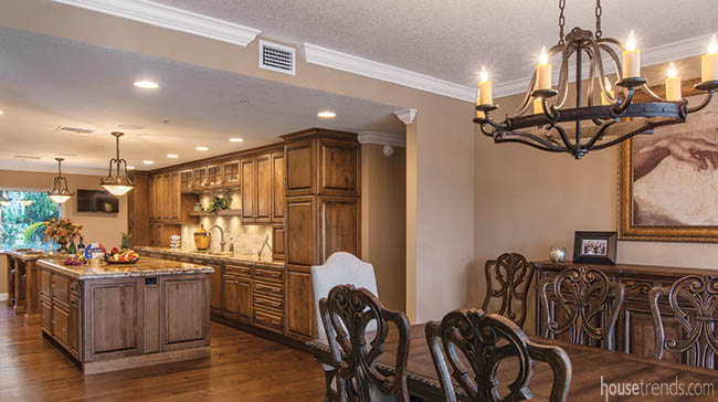 Galley-style kitchen contributes to an open floor plan
